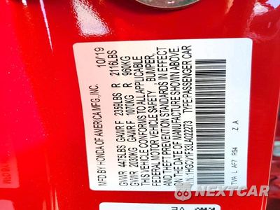 Zdjęcie 12 z 12 samochodu: 2020 HONDA ACCORD SPORT VIN:1HGCV1F33LA022273 - miniatura