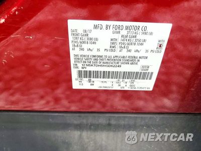 Zdjęcie 13 z 13 samochodu: 2017 FORD EXPLORER XLT VIN:1FM5K7DH5HGD62249 - miniatura