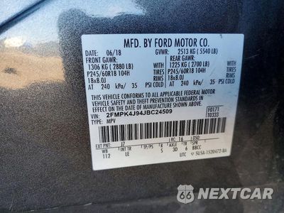 Zdjęcie 13 z 13 samochodu: 2018 FORD EDGE SEL VIN:2FMPK4J94JBC24509 - miniatura