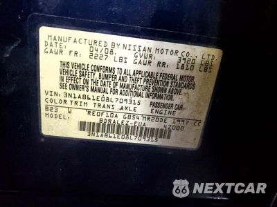 Zdjęcie 12 z 12 samochodu: 2008 NISSAN SENTRA 2.0 VIN:3N1AB61E08L709315 - miniatura