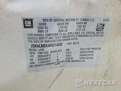 Zdjęcie 13 z 13 samochodu: 2015 GMC TERRAIN SLE VIN:2GKALMEK4F6314302 - miniatura