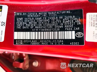 Zdjęcie 13 z 13 samochodu: 2022 TOYOTA CAMRY XLE VIN:4T1F11AK8NU013538 - miniatura
