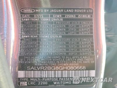 Zdjęcie 13 z 13 samochodu: 2016 LAND ROVER RANGE ROVER EVOQUE HSE VIN:SALVR2BG8GH080668 - miniatura