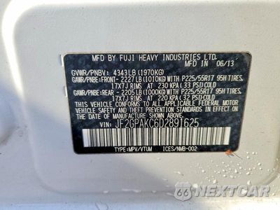 Zdjęcie 13 z 13 samochodu: 2013 SUBARU XV CROSSTREK 2.0 LIMITED VIN:JF2GPAKC6D2891625 - miniatura