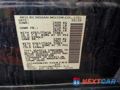 Zdjęcie 13 z 13 samochodu: 2011 NISSAN XTERRA X VIN:5N1AN0NW2BC504789 - miniatura