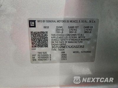 Zdjęcie 12 z 12 samochodu: 2018 GMC SIERRA K1500 SLT VIN:3GTU2NEC5JG532353 - miniatura