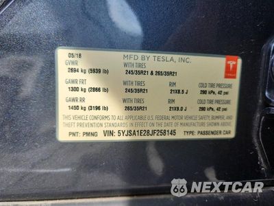 Zdjęcie 12 z 12 samochodu: 2018 TESLA MODEL S VIN:5YJSA1E28JF258145 - miniatura