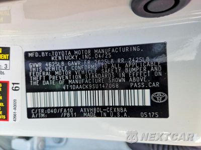 Zdjęcie 12 z 12 samochodu: 2025 TOYOTA CAMRY LE VIN:4T1DAACK9SU147068 - miniatura