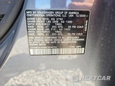 Zdjęcie 12 z 12 samochodu: 2021 VOLKSWAGEN ATLAS SE VIN:1V2HR2CAXMC554674 - miniatura