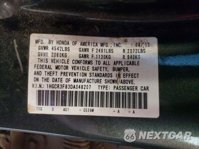 Zdjęcie 12 z 12 samochodu: 2013 HONDA ACCORD EXL VIN:1HGCR3F83DA048207 - miniatura