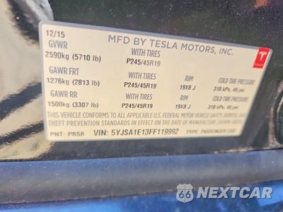 Zdjęcie 12 z 12 samochodu: 2015 TESLA MODEL S VIN:5YJSA1E13FF119992 - miniatura