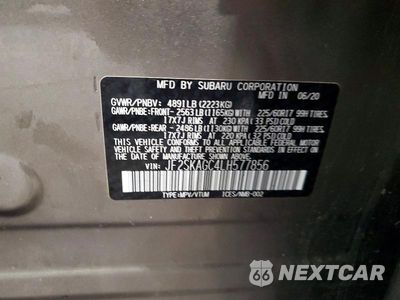 Zdjęcie 14 z 14 samochodu: 2020 SUBARU FORESTER PREMIUM VIN:JF2SKAGC4LH577856 - miniatura