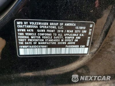 Zdjęcie 12 z 12 samochodu: 2013 VOLKSWAGEN PASSAT SE VIN:1VWBP7A3XDC075991 - miniatura