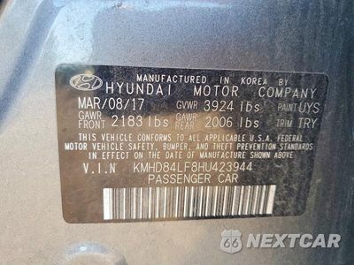 Zdjęcie 12 z 12 samochodu: 2017 HYUNDAI ELANTRA VALUE EDITION VIN:KMHD84LF8HU423944 - miniatura