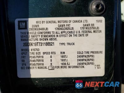 Zdjęcie 12 z 12 samochodu: 2003 CHEVROLET SILVERADO K1500 VIN:2GCEK19T731186521 - miniatura