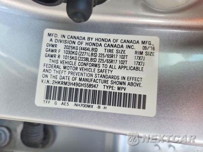 Zdjęcie 12 z 12 samochodu: 2016 HONDA CR-V SE VIN:2HKRM3H49GH558947 - miniatura