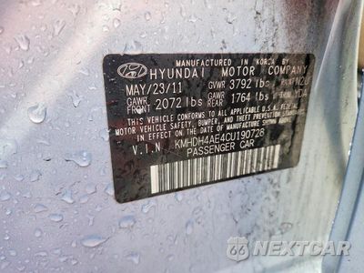 Zdjęcie 10 z 10 samochodu: 2012 HYUNDAI ELANTRA GLS VIN:KMHDH4AE4CU190728 - miniatura