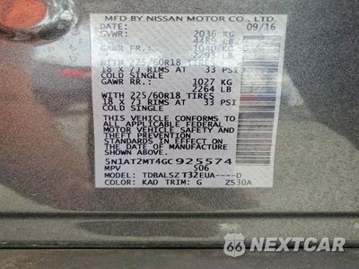 Zdjęcie 14 z 14 samochodu: 2016 NISSAN ROGUE SL VIN:5N1AT2MT4GC925574 - miniatura