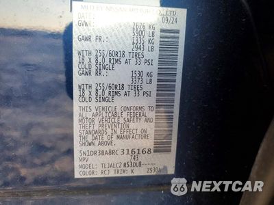 Zdjęcie 14 z 14 samochodu: 2024 NISSAN PATHFINDER SV VIN:5N1DR3BA8RC316168 - miniatura