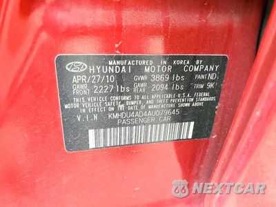 Zdjęcie 13 z 13 samochodu: 2010 HYUNDAI ELANTRA GLS VIN:KMHDU4AD4AU079645 - miniatura
