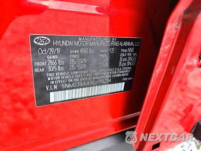Zdjęcie 12 z 12 samochodu: 2020 HYUNDAI SANTA FE SEL 2.0T VIN:5NMS33AAXLH195294 - miniatura