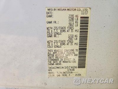 Zdjęcie 14 z 14 samochodu: 2018 NISSAN MURANO PLATINUM VIN:5N1AZ2MH5JN107406 - miniatura