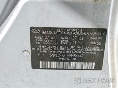 Zdjęcie 12 z 12 samochodu: 2017 HYUNDAI SONATA SE VIN:5NPE24AF3HH484447 - miniatura