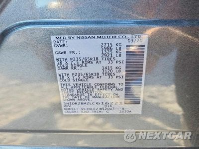 Zdjęcie 14 z 14 samochodu: 2020 NISSAN PATHFINDER SV VIN:5N1DR2BM2LC616221 - miniatura