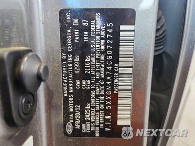 Zdjęcie 12 z 12 samochodu: 2012 KIA OPTIMA EX VIN:5XXGN4A74CG072745 - miniatura