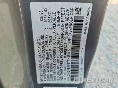 Zdjęcie 12 z 12 samochodu: 2026 HONDA CIVIC SPORT VIN:2HGFE4F87TH359427 - miniatura