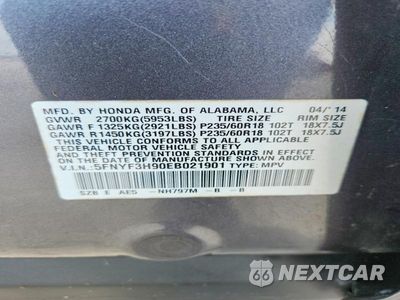 Zdjęcie 13 z 13 samochodu: 2014 HONDA PILOT TOURING VIN:5FNYF3H90EB021901 - miniatura