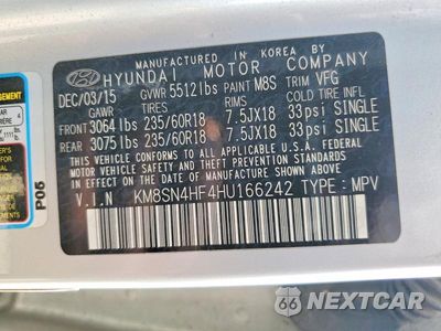 Zdjęcie 13 z 13 samochodu: 2017 HYUNDAI SANTA FE LIMITED VIN:KM8SN4HF4HU166242 - miniatura