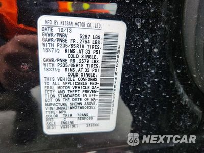 Zdjęcie 14 z 14 samochodu: 2014 NISSAN MURANO SV VIN:JN8AZ1MW7EW506352 - miniatura