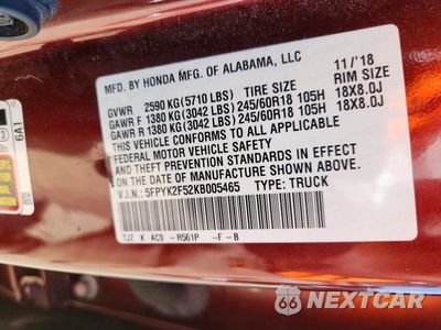 Zdjęcie 12 z 12 samochodu: 2019 HONDA RIDGELINE RTL VIN:5FPYK2F52KB005465 - miniatura