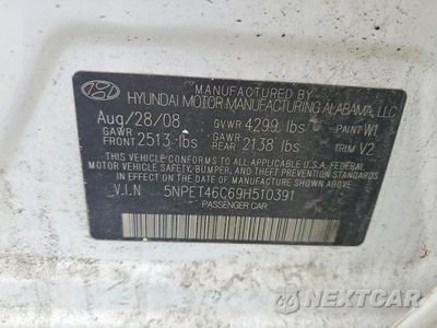 Zdjęcie 12 z 12 samochodu: 2009 HYUNDAI SONATA GLS VIN:5NPET46C69H510391 - miniatura