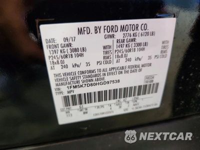 Zdjęcie 13 z 13 samochodu: 2017 FORD EXPLORER XLT VIN:1FM5K7D80HGD97538 - miniatura