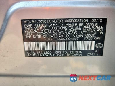Zdjęcie 13 z 13 samochodu: 2010 LEXUS GS 350 VIN:JTHCE1KS4A0026667 - miniatura