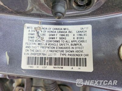 Zdjęcie 12 z 12 samochodu: 2017 HONDA CIVIC EX VIN:2HGFC2F76HH535151 - miniatura