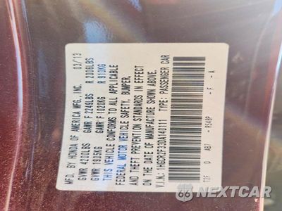 Zdjęcie 12 z 12 samochodu: 2013 HONDA ACCORD LX VIN:1HGCR2F33DA140111 - miniatura