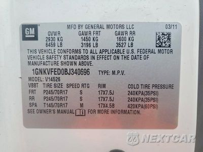 Zdjęcie 13 z 13 samochodu: 2011 CHEVROLET TRAVERSE LS VIN:1GNKVFED0BJ340696 - miniatura