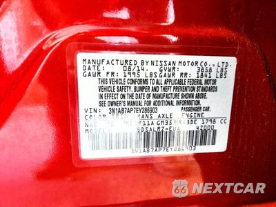 Zdjęcie 12 z 12 samochodu: 2014 NISSAN SENTRA SR VIN:3N1AB7AP7EY286903 - miniatura