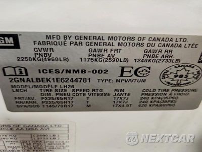 Zdjęcie 13 z 13 samochodu: 2014 CHEVROLET EQUINOX LT VIN:2GNALBEK1E6244781 - miniatura