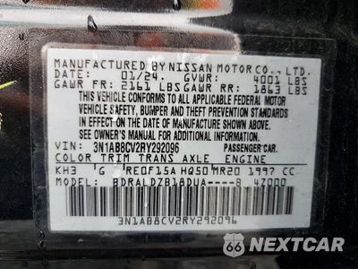 Zdjęcie 12 z 12 samochodu: 2024 NISSAN SENTRA SV VIN:3N1AB8CV2RY292096 - miniatura
