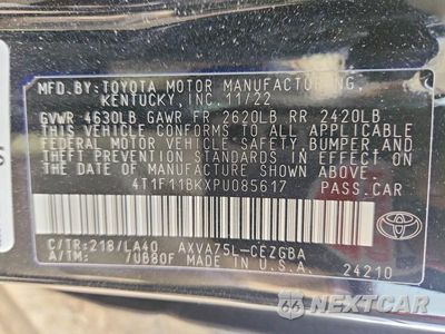 Zdjęcie 12 z 12 samochodu: 2023 TOYOTA CAMRY XLE VIN:4T1F11BKXPU085617 - miniatura
