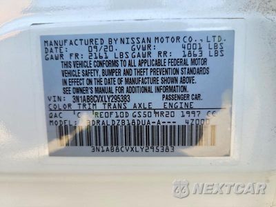 Zdjęcie 12 z 12 samochodu: 2020 NISSAN SENTRA SV VIN:3N1AB8CVXLY295383 - miniatura
