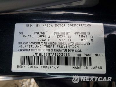 Zdjęcie 12 z 12 samochodu: 2010 MAZDA 3 I VIN:JM1BL1SG7A1353413 - miniatura