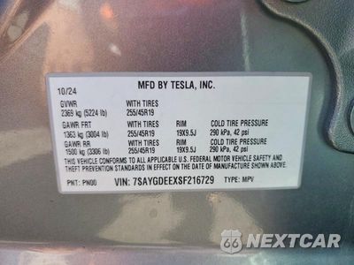 Zdjęcie 12 z 12 samochodu: 2025 TESLA MODEL Y VIN:7SAYGDEEXSF216729 - miniatura