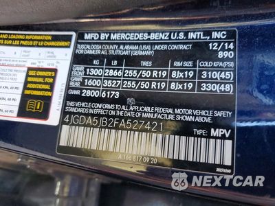 Zdjęcie 13 z 13 samochodu: 2015 MERCEDES-BENZ ML 350 VIN:4JGDA5JB2FA527421 - miniatura