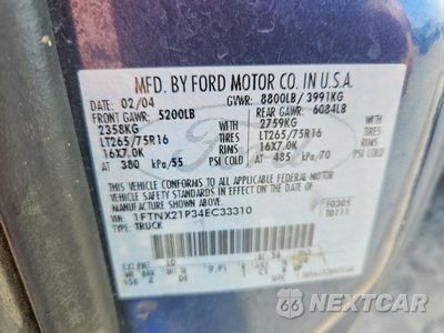 Zdjęcie 12 z 12 samochodu: 2004 FORD F250 SUPER DUTY VIN:1FTNX21P34EC33310 - miniatura