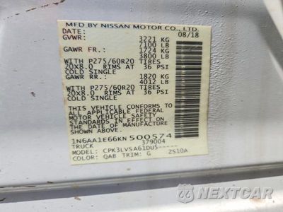 Zdjęcie 12 z 12 samochodu: 2019 NISSAN TITAN SL VIN:1N6AA1E66KN500574 - miniatura